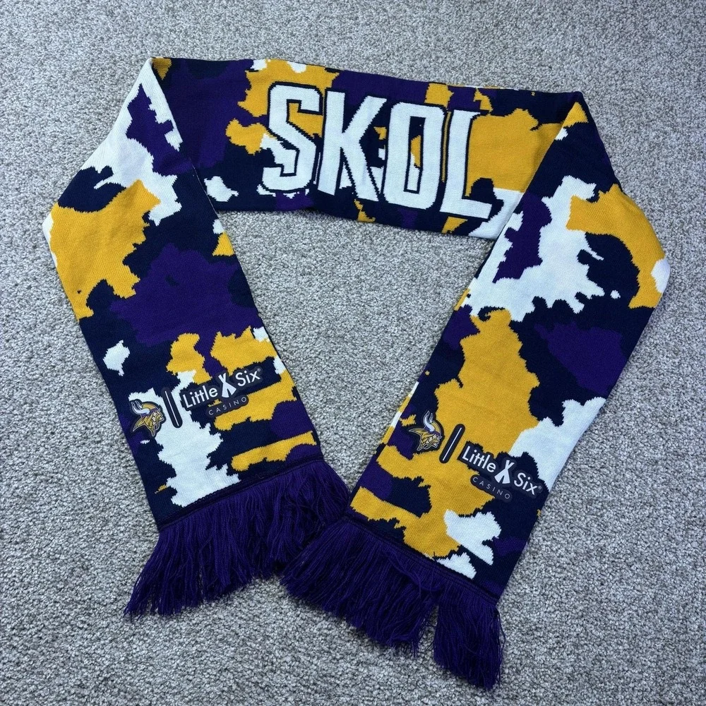 Minnesota Vikings Scarf Mens One Size Multi Color NFL Football Little Six SKOL